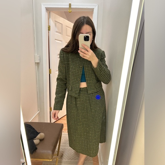 Vintage Tweed Wool Blazer Skirt Suit Set sz Small - Picture 6 of 15